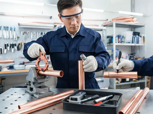 Training lead demonstrating pipe prep