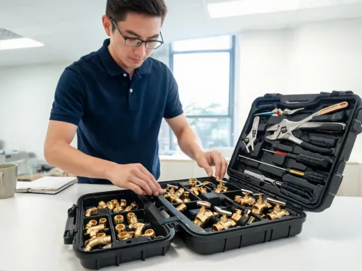 Dealer support coordinator organizing repair kit