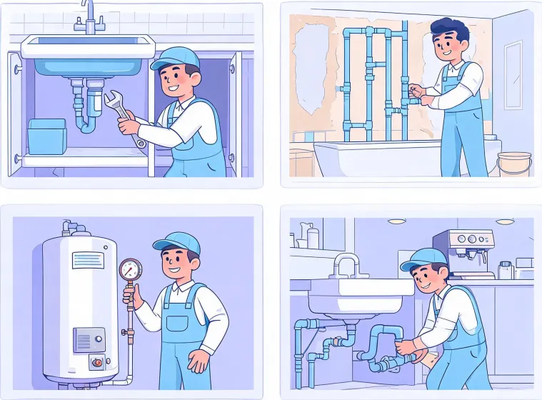 Plumbing application illustration with fittings and valves